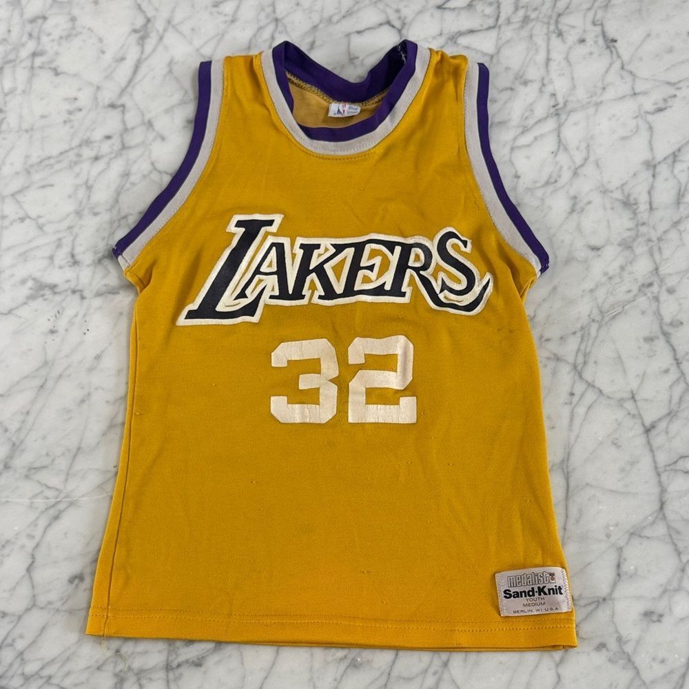 Vintage Lakers Kids Basketball Jersey Top - #32 Sz 6/7 Youth M Magic Johnson